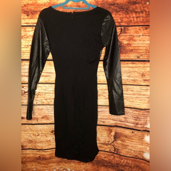 Faux-Leather Surplice Dress - Picture 13 of 16